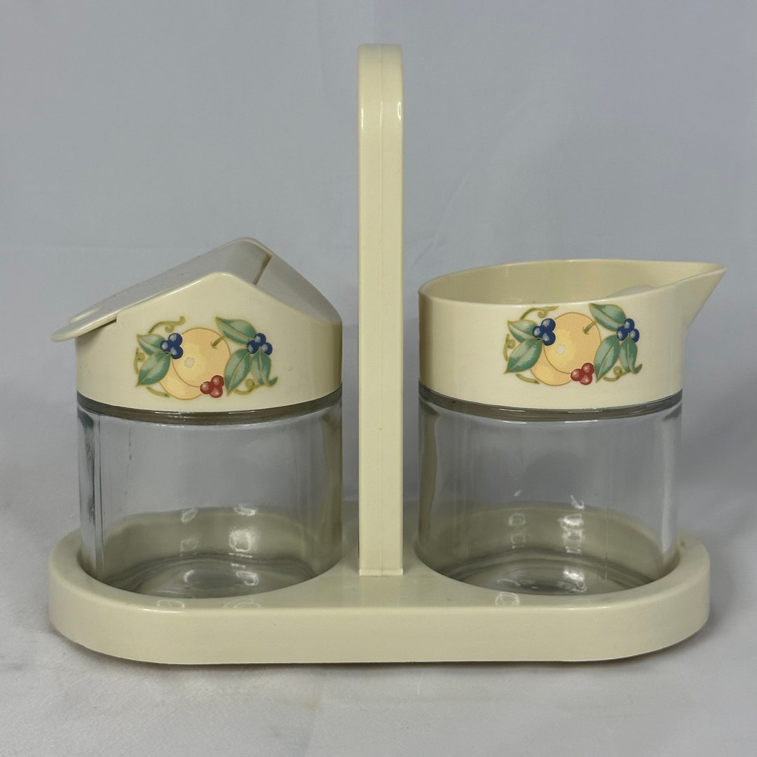 Vintage 1970s Gemco Cream Creamer and Sugar Bowl Set Abundance Fruit Pattern Etsy