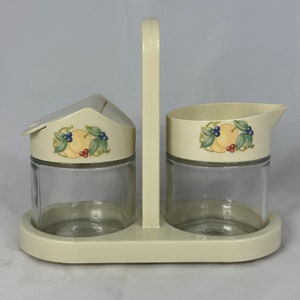 Vintage Gemco Cream Creamer en Sugar Bowl Set uit de jaren 70: Abundance Fruitpatroon
