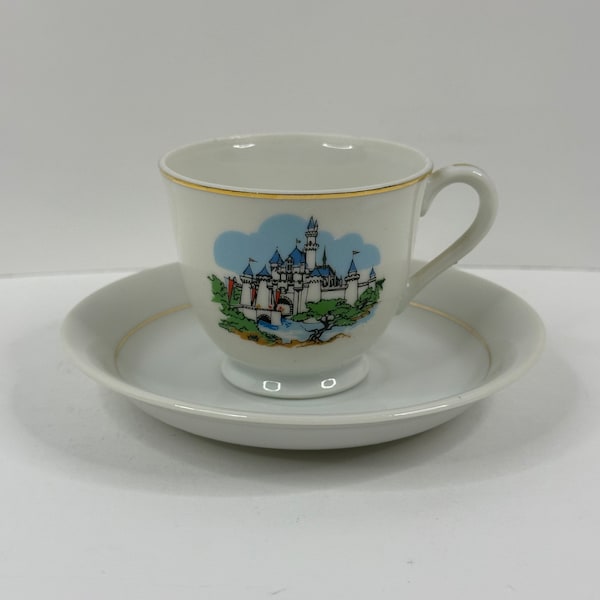 Vintage Walt Disney Productions Disneyland Castle Demitasse Teacup Saucer Set