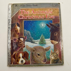 1977年 動物たちのクリスマスイブ ヴィンテージ リトル ゴールデン ブック。クラシックなクリスマス就寝時のお話。
