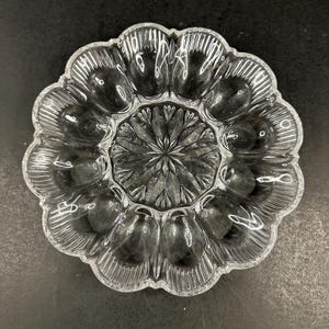Vintage Glass 10&quot; Deviled Egg Plate Platter