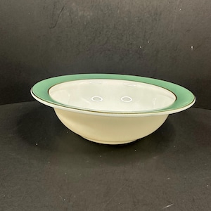 Vintage Pyrex Regency Jade Green Gold Banded Milk Glass 9&quot; Serving Bowl