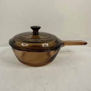 Vision Corning Ware USA Amber V-.5-B Sauce Pan w/ Pyrex P-81-C Vintage 1990s