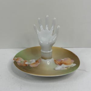 Vintage Porcelain Lady&#39;s Hand Ring Holder Dish