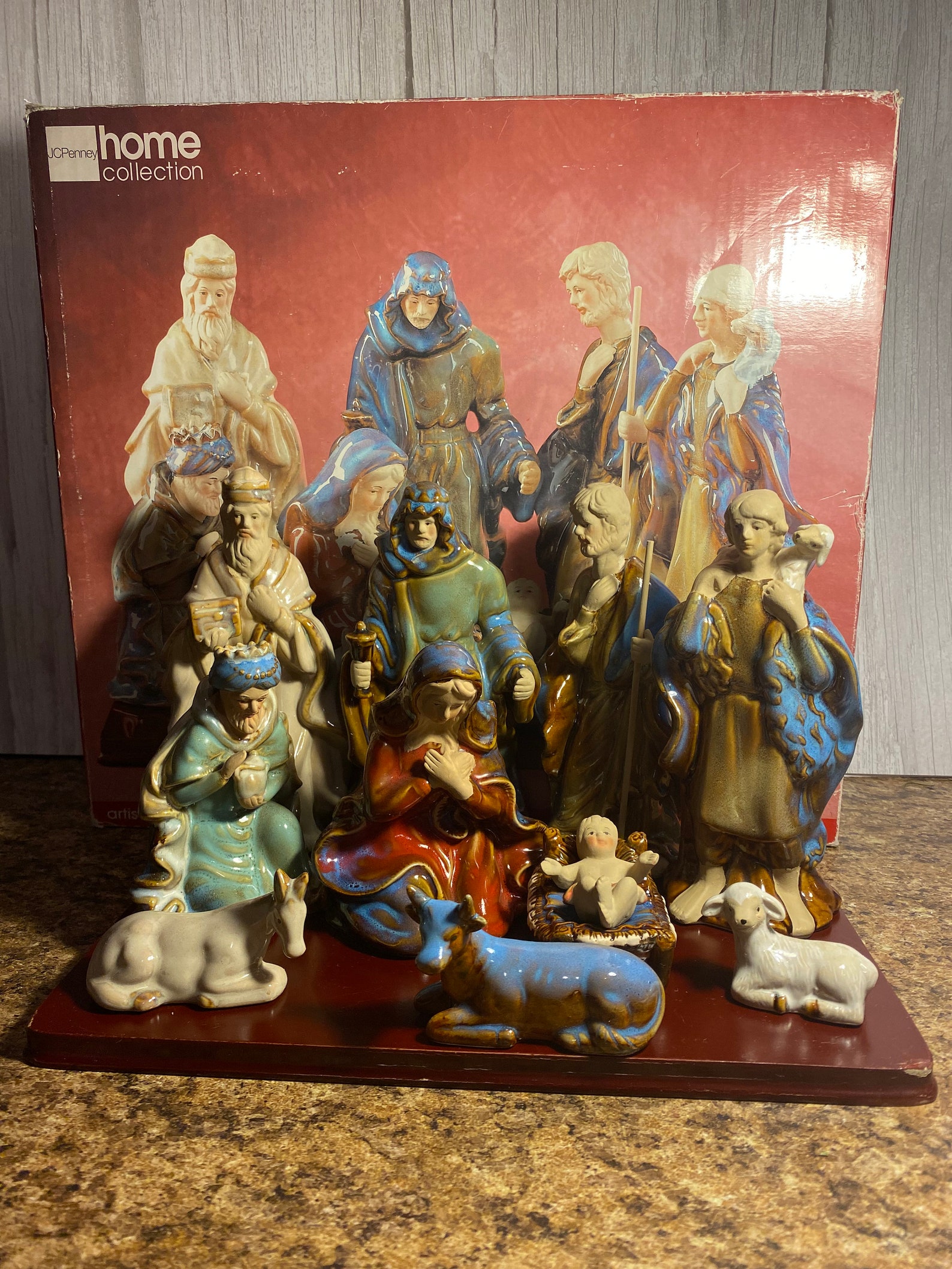 Jcpenney Home Collection Artisan Glazed 11 Piece Nativity Set Etsy