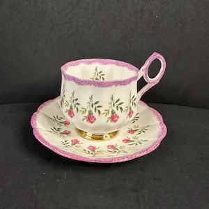 Vintage Rosina Purple English Bone China Teacup and Saucer 5695D