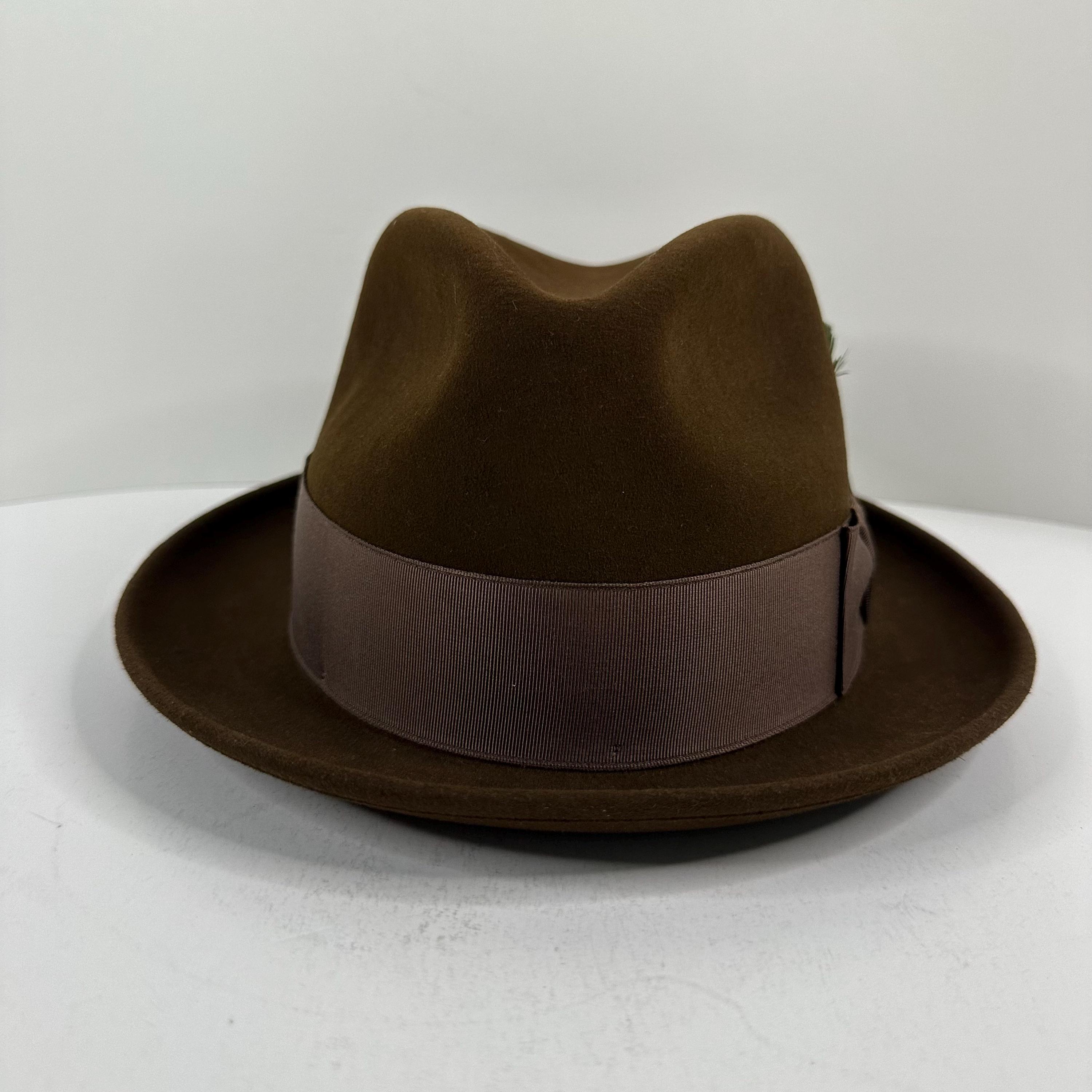Vintage Dobbs Classic Felt Fedora Hat Jet 707 Color Mink Size 7 R