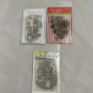 Lot of 3 Line Art Stampavie Clear Stamps from Sarah Kay and Rachelle Anne Miller