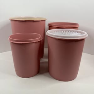 Dusty Rose Pink Tupperware Servalier Nesting Canisters #805-807,809-811 READ