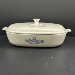 Vintage Corning Ware B-23 Blue Cornflower 10&quot; Casserole Dish w/ Pyroceram Lid