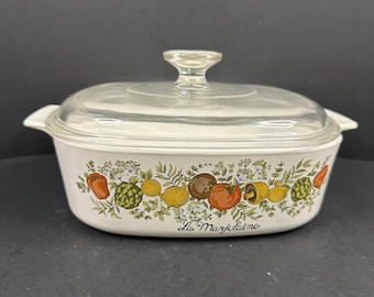 Le Marjolaine Corning Ware Spice of Life A-2-B Casserole Dish Pyrex Lid Vintage