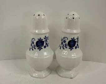 Vintage Coventry Blue Onion Kensington Ironstone Salt and Pepper Shakers