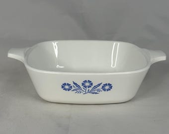 Cazuelas pequeñas Corning Ware P41-B de la década de 1960, color azul aciano.