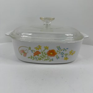 Corning Ware A-2-B Wildflowers 2 Qt. Casserole with Pyrex Lid Vintage 1977-1985