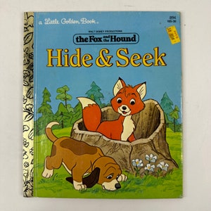 1981 Walt Disney Productions The Fox and the Hound Hide and Seek, Vintage Little Golden Book, Książka z bajkami dla dzieci na dobranoc