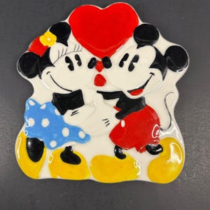 Salvamanteles de cerámica Vintage Treasure Craft Disney Mickey y Minnie Mouse, México