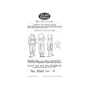 Past Patterns 8767 Download - Edwardian Ladies&#39; Bloomer Dress Sewing Pattern – Digital Download (Bust 38&quot;) | A0 A4 8.5&quot;x11&quot; format PDFs