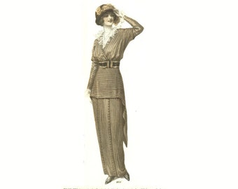 Past Patterns 8211 Download - Mid 1910s Dress with Surplice Blouse Sewing Pattern bust size 38 Ladies Home Journal reproduction Edwardian
