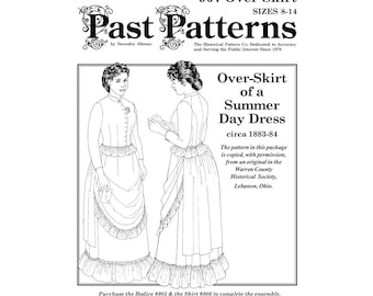 Past Patterns 0907 Sz 08-14 Download - Early 1880s Overskirt for Summer Dress sewing pattern original design 80s Gilded Age | A0 A4 8.5x11