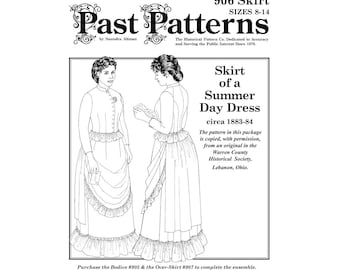 Past Patterns 0906 Sz 08-14 Download - Early 1880s Skirt for Summer Dress sewing pattern original design 80s Gilded Age | A0 A4 8.5x11 PDFs