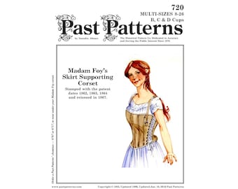 Past Patterns 0720 Download - 1860s Skirt Supporting Corset – Digital Sewing Pattern | A0 A4 8.5x11 format PDFs | Historically Authentic