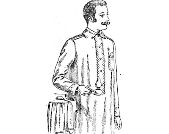 Past Patterns 0637 - Edwardian Mens Nightshirt Sewing Pattern with Yoke Early 1900s 00s LARGE sizing