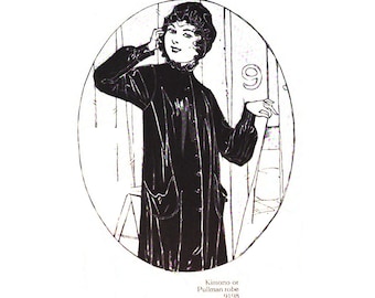 Past Patterns 9198 A0 Download - Edwardian Kimono Sewing Pattern bust 36 b36 Butterick Pattern Company reproduction Late 1910s