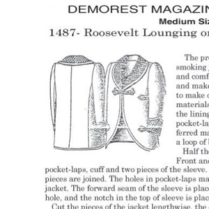 Past Patterns 1487 - Early 1900s Roosevelt Smoking Jacket Sewing ...