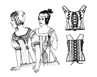 Past Patterns 0001 - 1800s Corded Stay Sewing Pattern | Bust 33-41 | Waist 25-33 | Federalist era Tailoring Techniques for Period Accuracy
