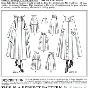 Past Patterns 9384 - Late 1910s Skirt Sewing Pattern Three or Four Piece Variations Ladies Home Journal Reproduction Patterns 10s