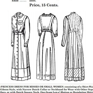 Past Patterns 4416 - 1890s Semi-Princess Dress Sewing Pattern bust 35 b35 Butterick Publishing Co Reproductions 90s Late Victorian