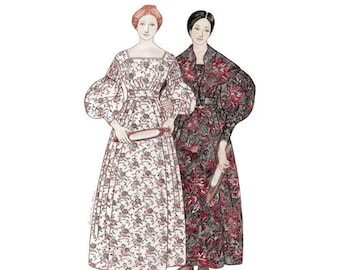 Past Patterns 0806 - 1820s Lowell Mill Dress Sewing Pattern original design Multisized 08-26 bust 32-48 20s 1830s 30s