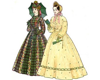 1850s Pleated Bodice Sewing Pattern: Multi-Sized 08-26 | Past Patterns 0701