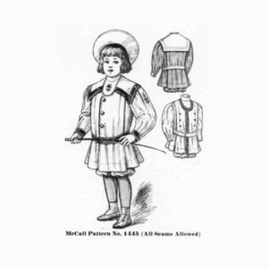 Past Patterns 1445 - Early 1900s Boys Suit Sewing Pattern for 4 Year Old McCalls reproduction Edwardian era 00s early 20th century