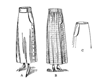 Past Patterns 9682 Downloads - Late 1910s Two-Piece Skirt Pattern - Butterick Reproduction (26" Waist, 39" Hips) - A0, A4, 8.5x11 & 36" Wide