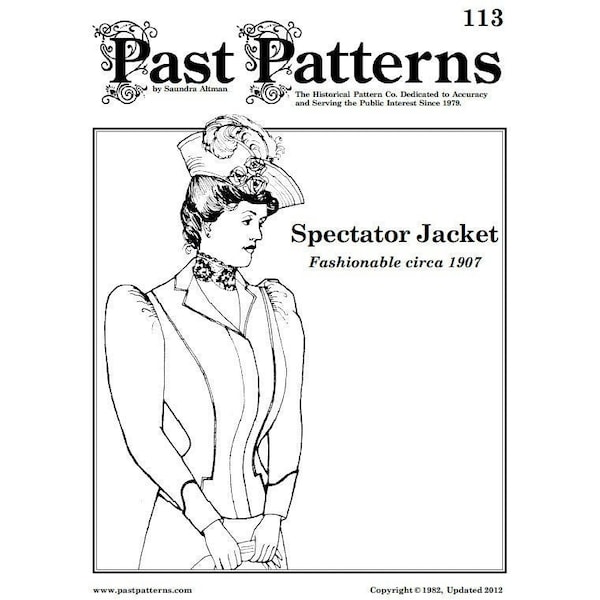 Past Patterns 0113 Download - 1900s Spectator Jacket Schnittmuster Past Patterns Originalgröße 14 00s Edwardian Age