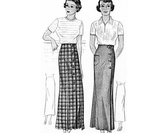 Past Patterns 1795 Download - Early 1930s Sports Skirt Sewing Pattern waist 30 w30 Simplicity Pattern Company reproduction 30s