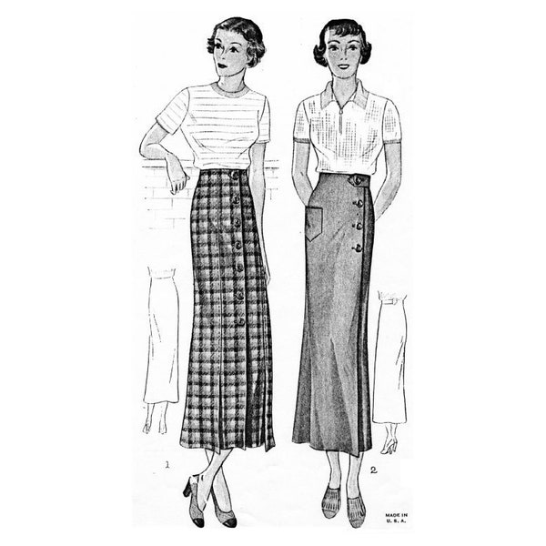 Past Patterns 1795 Download - Early 1930s Sports Skirt Sewing Pattern waist 30 w30 Simplicity Pattern Company reproduction 30s