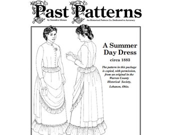 1880s Three Piece Dress Sewing Pattern – Gilded Age Summer Dress - Past Patterns 905/906/907