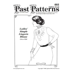 Patrón de costura para blusa de lencería eduardiana: estilo vintage de la década de 1910 (descarga en PDF) - Patrones anteriores 0403