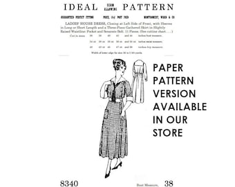 Modelli passati 8340 Scarica - Modello di cucito per abito da casa anni '20 Taglia busto 38" / A0 A4 8,5"x11" formato PDF / Riproduzione Montgomery Wards