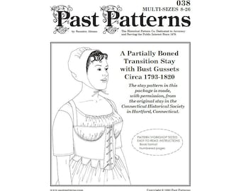 Past Patterns 0038 download - Federalist Era Partially Boned Transition Stay Pattern | 1790s-1810s Corset | Historical Sewing A0 A4 8.5x11