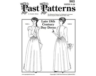 Past Patterns 0903 Download - Late 1890s Day Dress Sewing Pattern | Victorian Walking Dress | PDF Download | A0 A4 8.5x11 PDFs
