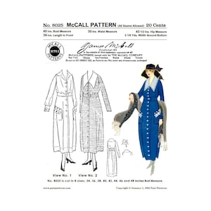 May include: Vintage McCall's sewing pattern No. 8025 for a dress, featuring two different views. The pattern is for sizes 34 to 48 inches bust measure. The pattern is from January 1, 1955.