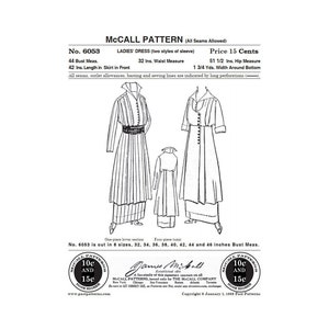 May include: A vintage McCall's sewing pattern for a ladies' dress. The pattern is for sizes 32 to 46 inches bust and includes two styles of sleeves. The pattern is dated January 1, 1953 and costs 15 cents.