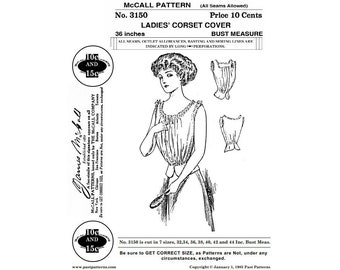 1910s Corset Cover Sewing Pattern: McCall's Reproduction, Bust 36 (Digital Download)