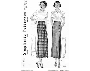 Past Patterns 1795 Download - Early 1930s Sports Skirt Pattern Waist Size 30" | Simplicity Pattern Co reproduction | A0 A4 8.5x11 PDF Files