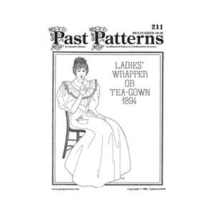 Past Patterns 0211 Download - Mid-1890s Tea Gown Sewing Pattern | Sizes 10-18 | Victorian & Edwardian House Dress | A0 A4 8.5x11 Digital PDF