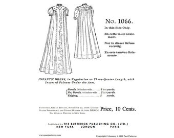 Past Patterns 1066 Download - Early 1900s Infants Dress Sewing Pattern Butterick reproduction 90s Edwardian Age Childs Clothing