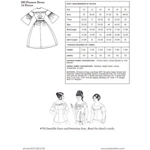 Past Patterns 0803 - 1850s Round Pioneer Dress Sewing Pattern an original design bust 33-40 1/2 Everyday Dress 50s 1860s 60s image 3
